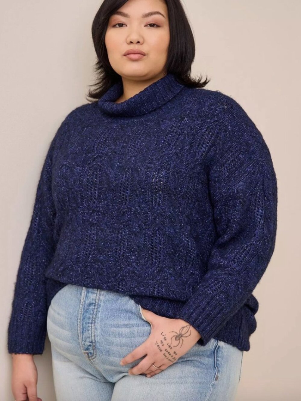 Torrid Blue Vegan Cashmere Pullover Turtle Neck Sweater 3X